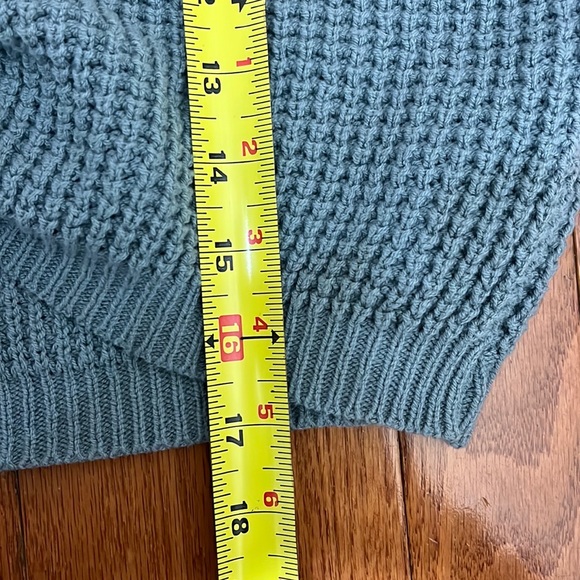 Sincerely Jules Blue Grey Long Sleeve Boho Cottagecore Ruched Front Sweater - Picture 8 of 8